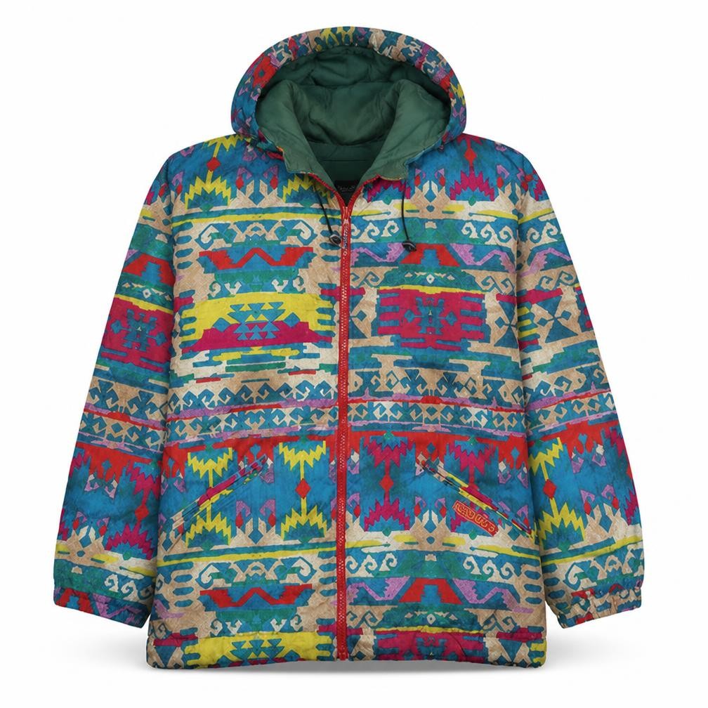CHRISMAS'S Women's Multicoloured Aztec Hooded Cotton Jacket Size 10