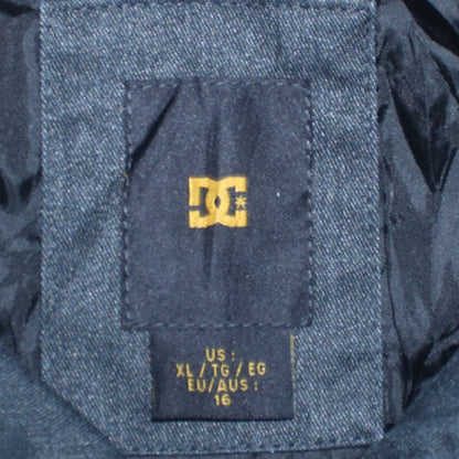 DC Womens Blue Cotton Blend Hooded Parka Jacket Size 16