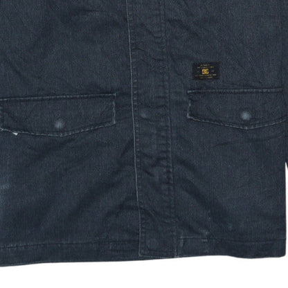 DC Womens Blue Cotton Blend Hooded Parka Jacket Size 16