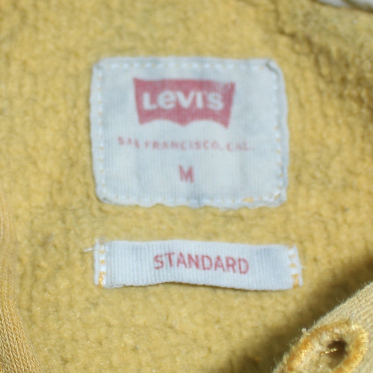 Mens UK Size M Levi's Yellow Pullover Hoodie