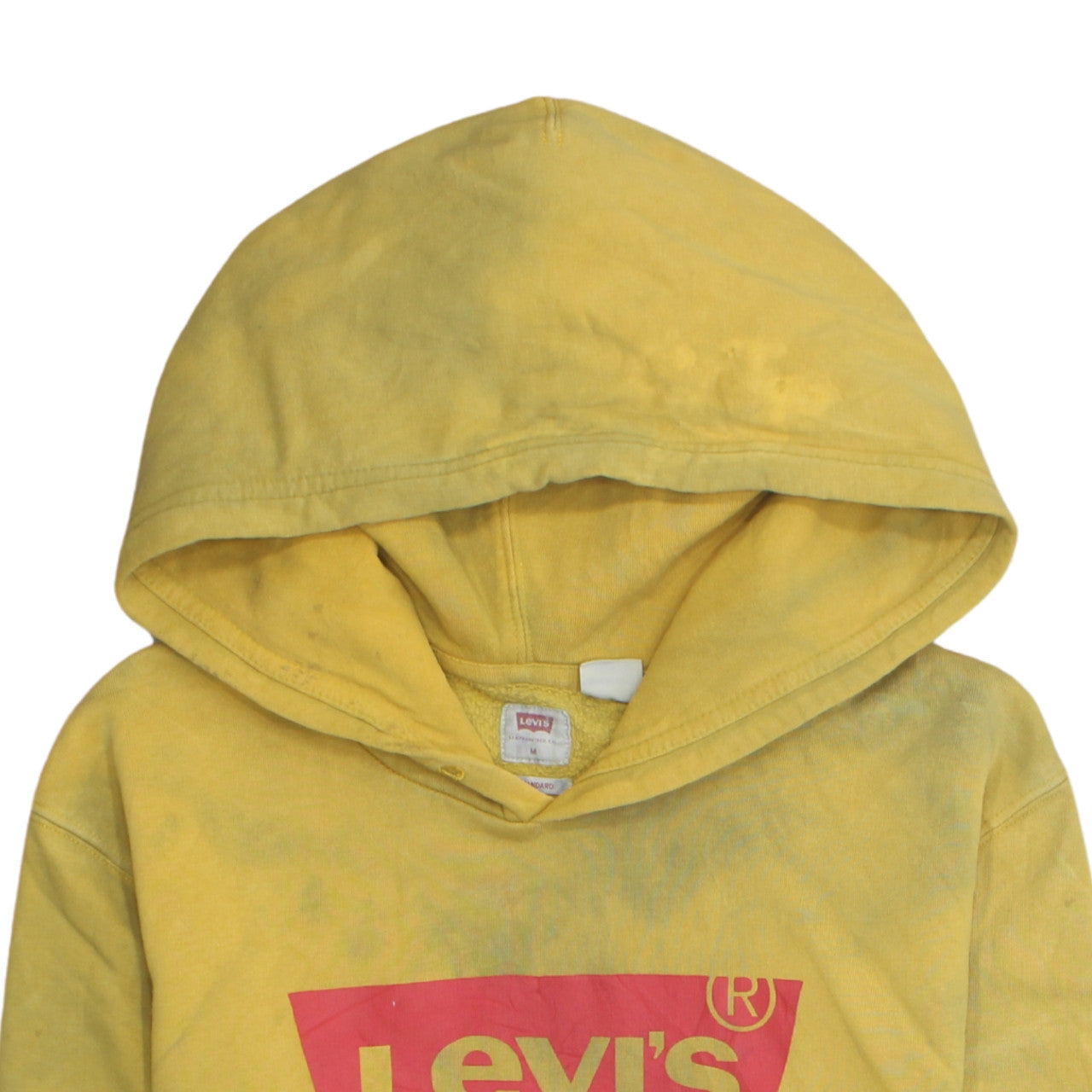 Mens UK Size M Levi's Yellow Pullover Hoodie