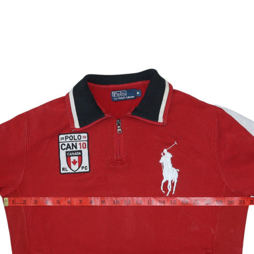 Polo Ralph Lauren Men's Red Medium 1/4 Zip Track Jacket Canada 10 Design