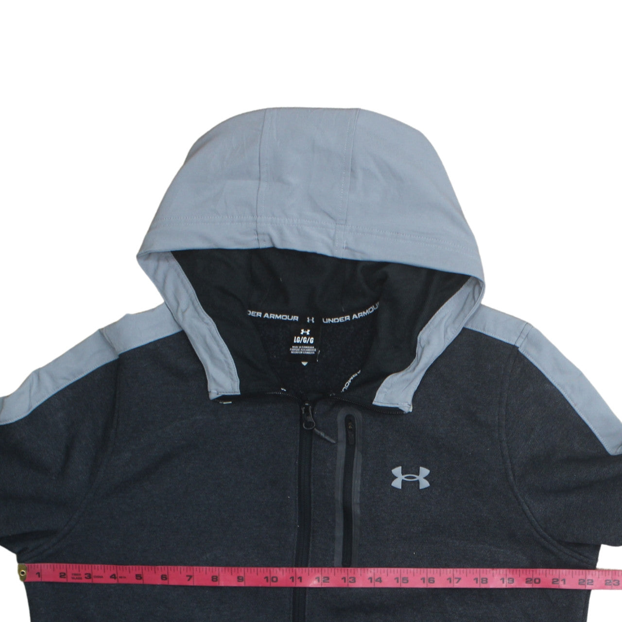 Mens UK Size L Under armour Grey Full Zip Hoodie