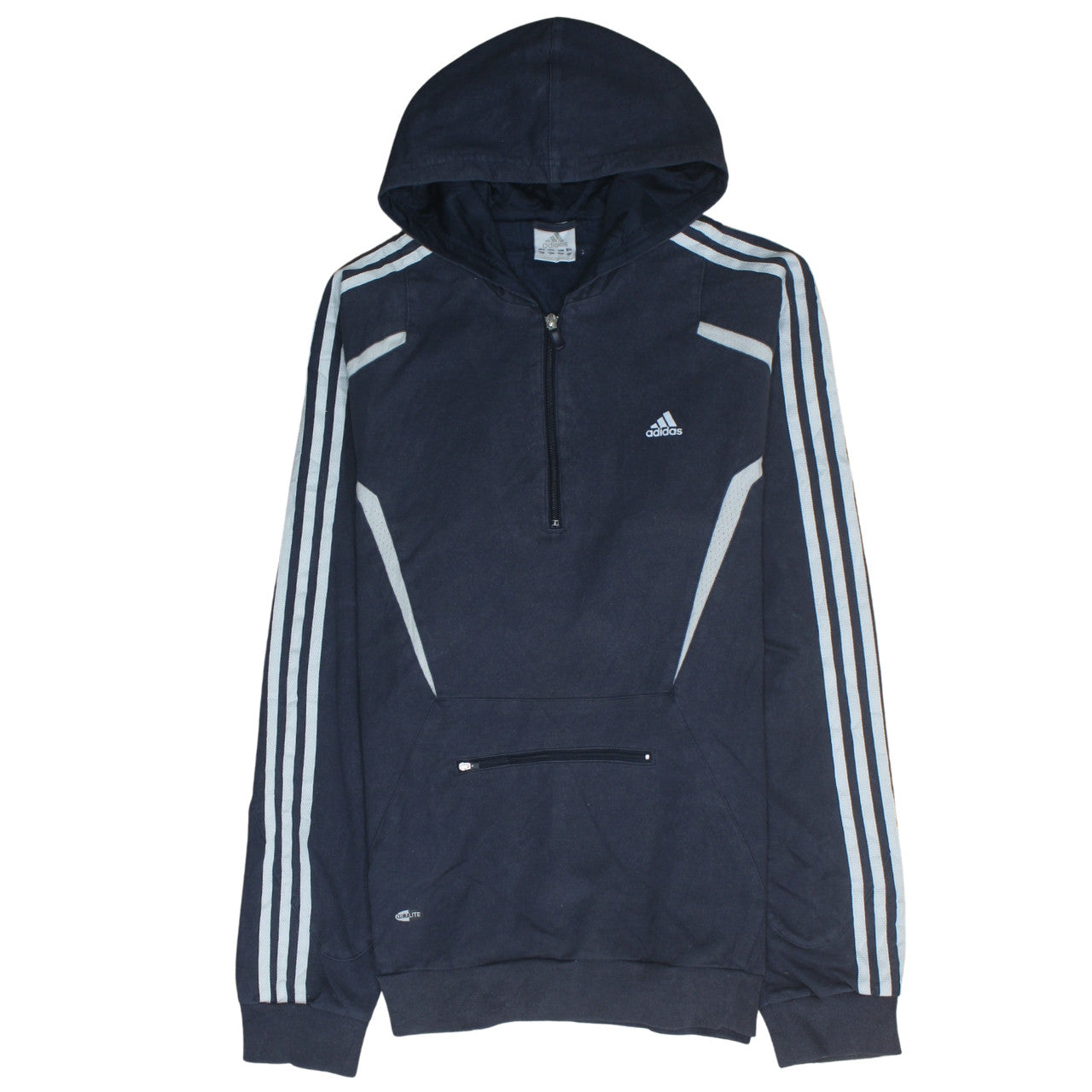 Mens UK Size L adidas Blue 1/2 Zip Hoodie