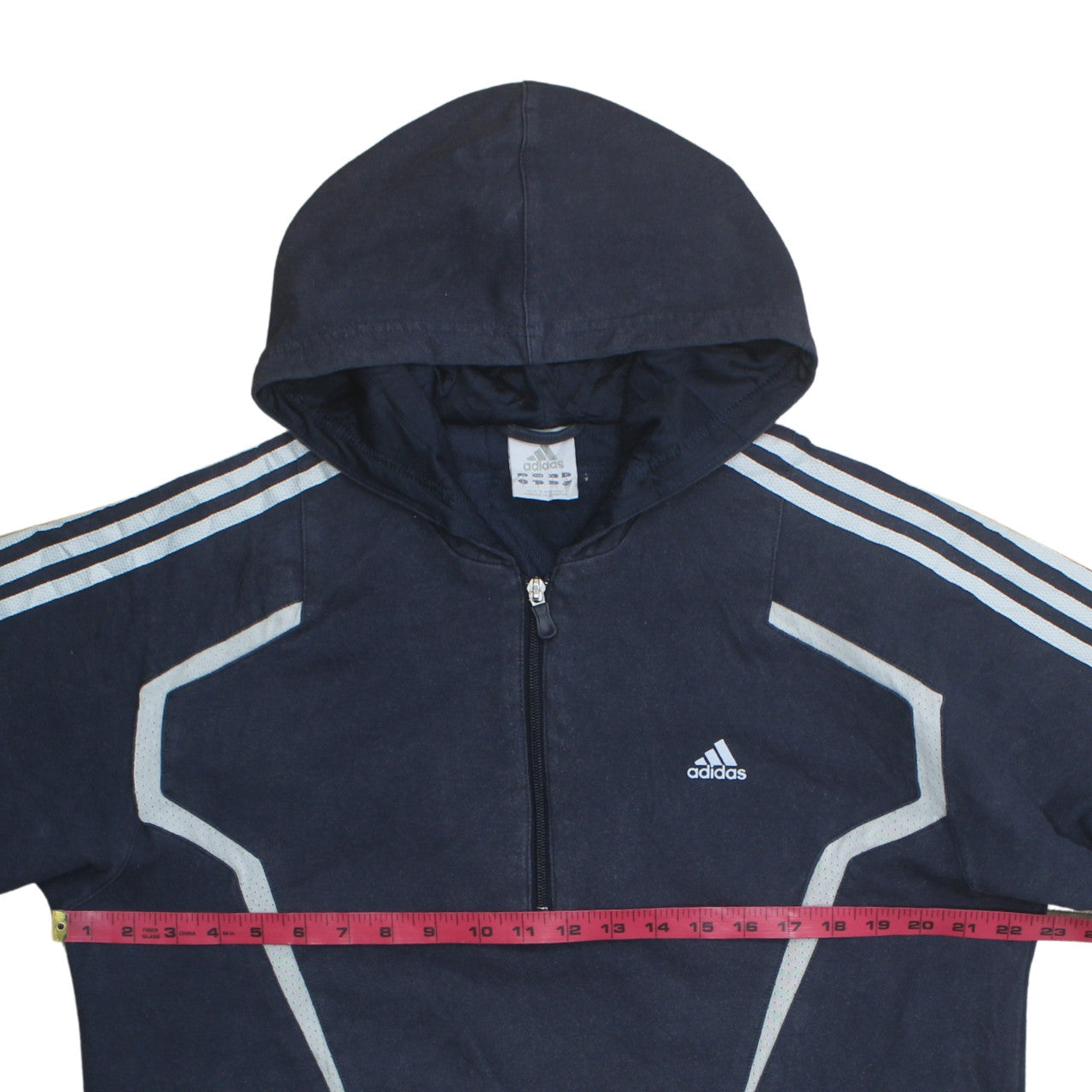 Mens UK Size L adidas Blue 1/2 Zip Hoodie