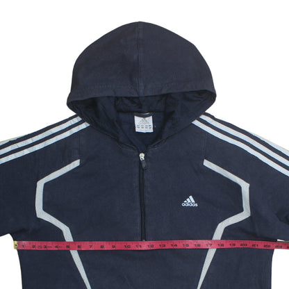 Mens UK Size L adidas Blue 1/2 Zip Hoodie