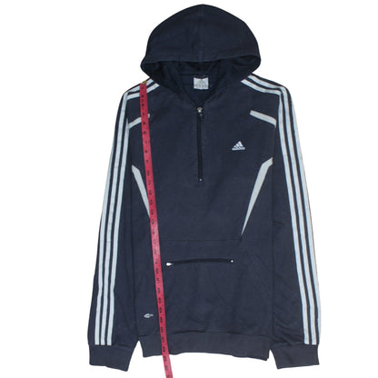 Mens UK Size L adidas Blue 1/2 Zip Hoodie