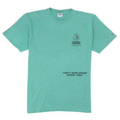 Tommy Jeans Men's Green Cotton Logo T-Shirt Size L
