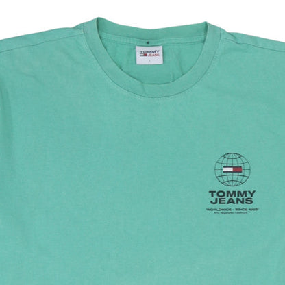 Tommy Jeans Men's Green Cotton Logo T-Shirt Size L