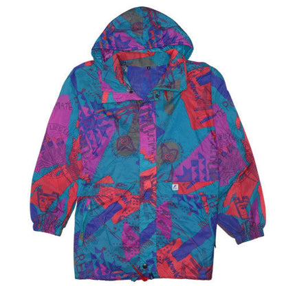 Womens UK Size M K-Way Multicoloured Windbreaker Coat