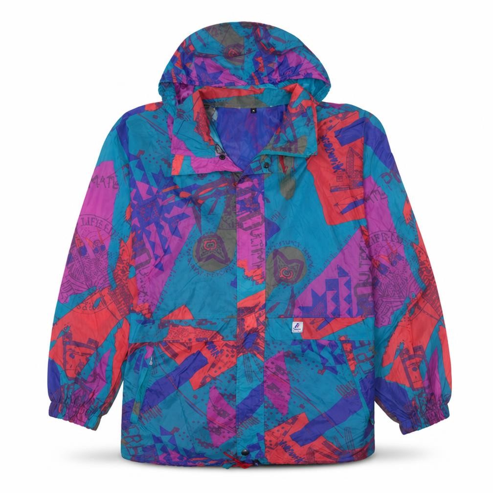 Womens UK Size M K-Way Multicoloured Windbreaker Coat
