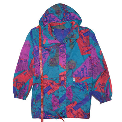 Womens UK Size M K-Way Multicoloured Windbreaker Coat