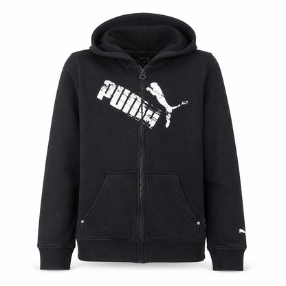 Front view of Puma Men's Black Full Zip Hoodie, size S, Sports Fleece