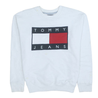 Mens UK Size XS Tommy Jeans White Pullover Sweatshirt