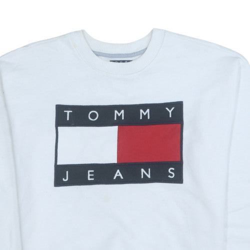 Mens UK Size XS Tommy Jeans White Pullover Sweatshirt