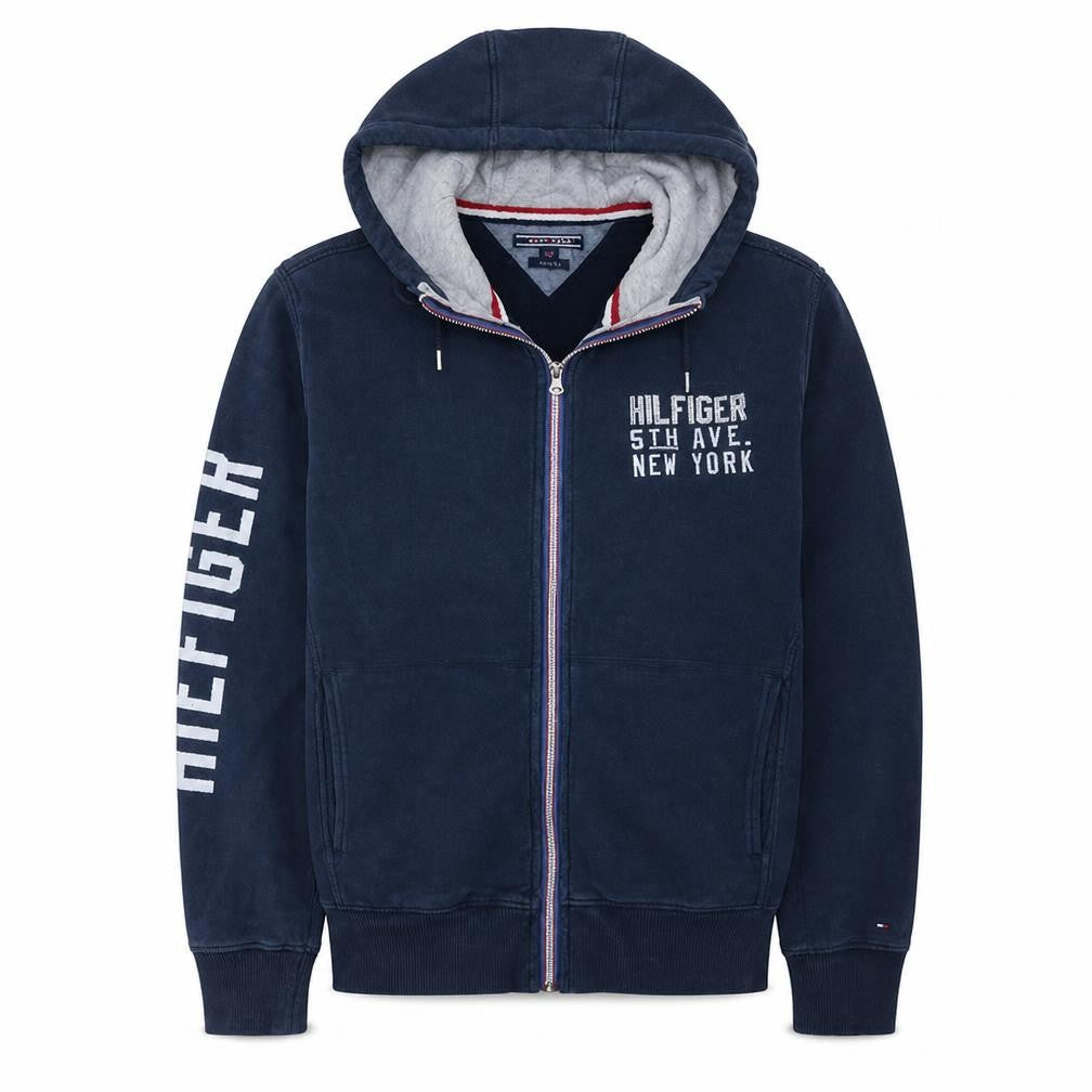 Mens UK Size L Tommy Hilfiger Blue Full Zip Hoodie