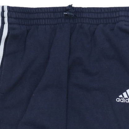 Adidas Men Blue Track Pants M Elastic Waist Tapered Activewear