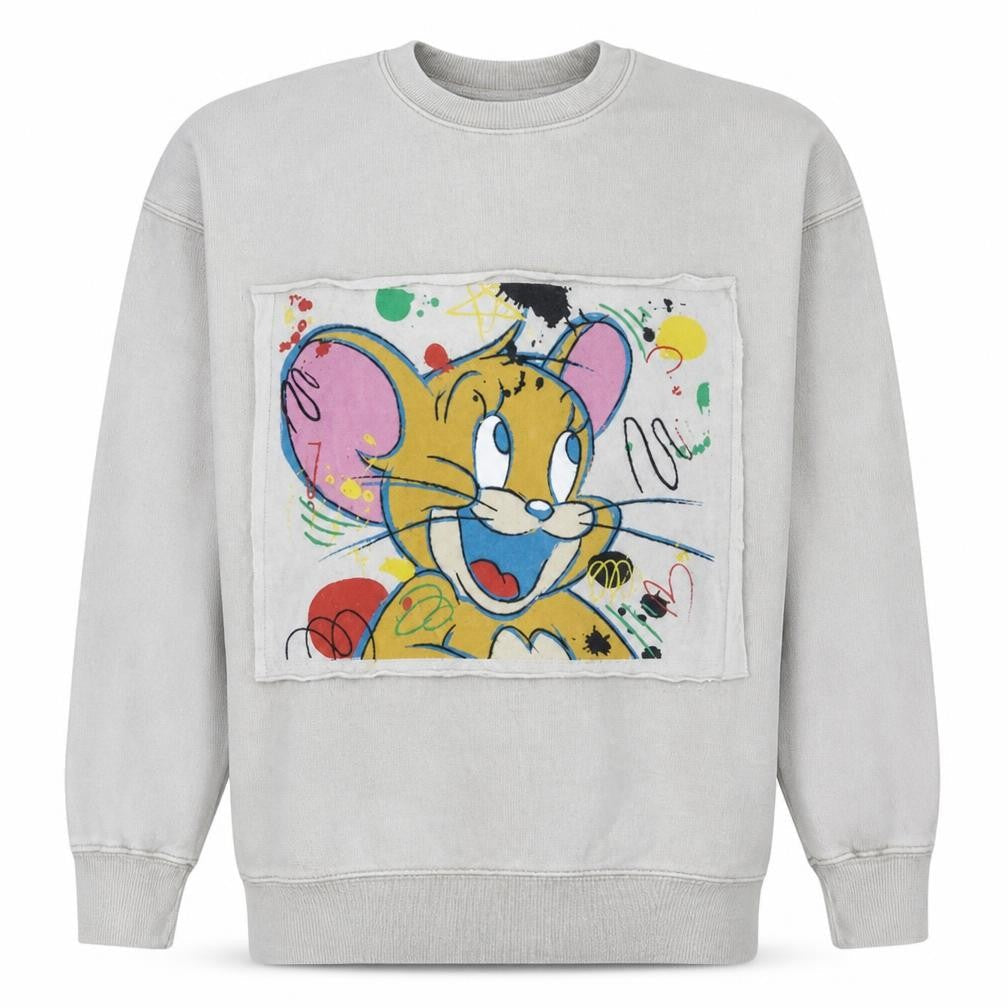 Mens UK Size XS Tom and Jerry Grey Pullover Sweatshirt