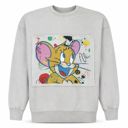 Mens UK Size XS Tom and Jerry Grey Pullover Sweatshirt