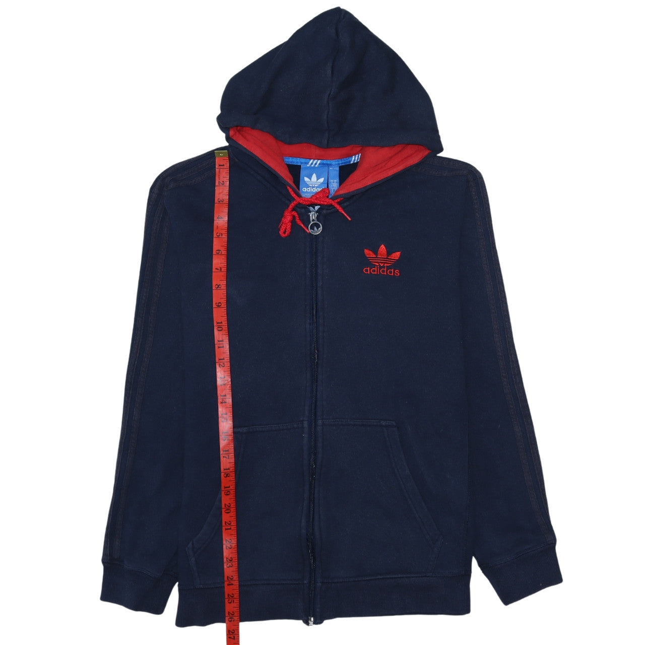 Mens UK Size M adidas Blue Full Zip Hoodie