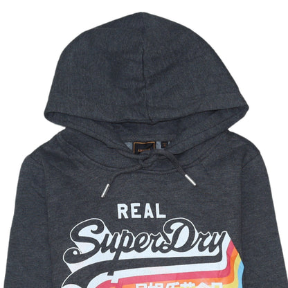 Womens UK Size M Superdry Grey Pullover Hoodie
