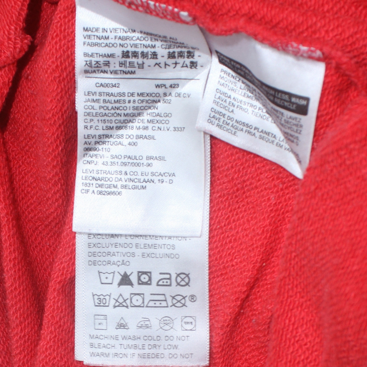Womens UK Size XS Levi's Red Pullover Sweatshirt