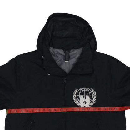 B&C Collection Men's Black Hooded Bomber Jacket L Anonymous Print