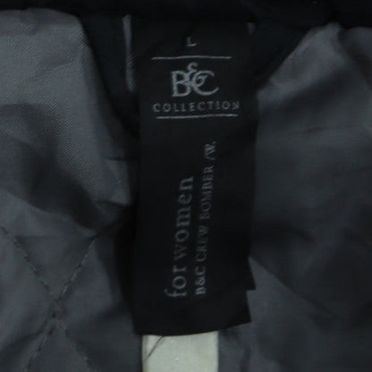 B&C Collection Men's Black Hooded Bomber Jacket L Anonymous Print