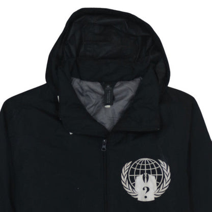 B&C Collection Men's Black Hooded Bomber Jacket L Anonymous Print