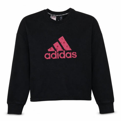 Adidas Girls Black Crew Neck Pullover Sweatshirt Size 10 Years