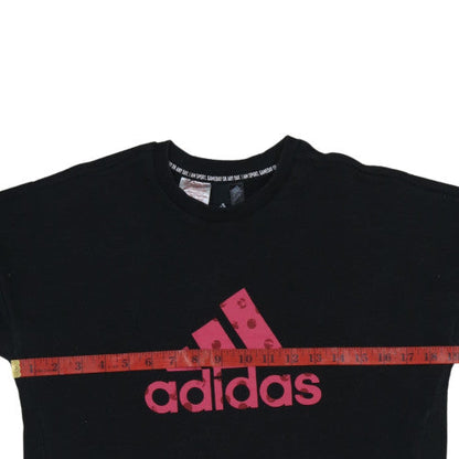 Adidas Girls Black Crew Neck Pullover Sweatshirt Size 10 Years