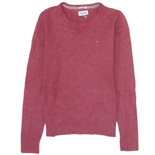 Tommy Hilfiger Men's Red Cotton Crew Neck Pullover Jumper L