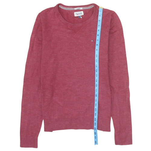 Tommy Hilfiger Men's Red Cotton Crew Neck Pullover Jumper L