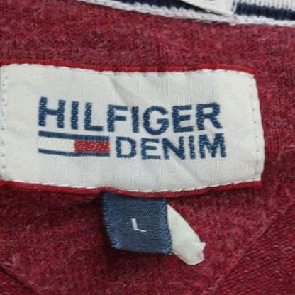 Tommy Hilfiger Men's Red Cotton Crew Neck Pullover Jumper L