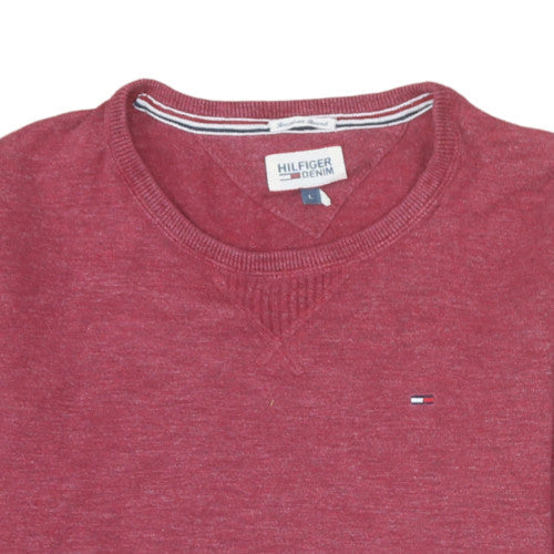 Tommy Hilfiger Men's Red Cotton Crew Neck Pullover Jumper L