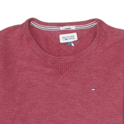 Tommy Hilfiger Men's Red Cotton Crew Neck Pullover Jumper L