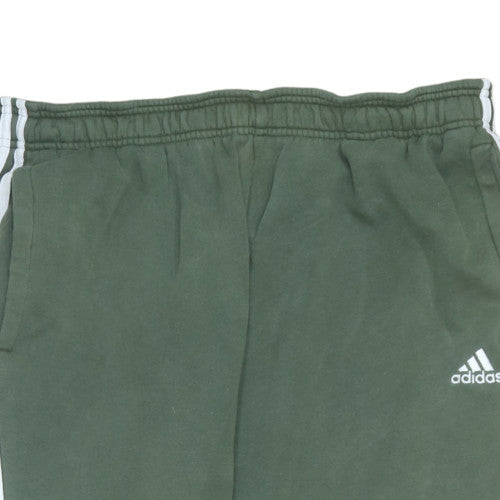Adidas Men's Green Jogger Sweatpants L Tapered Fleece Sportswear