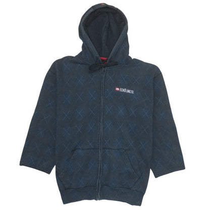Mens UK Size L Ecko Unltd Blue Full Zip Hoodie