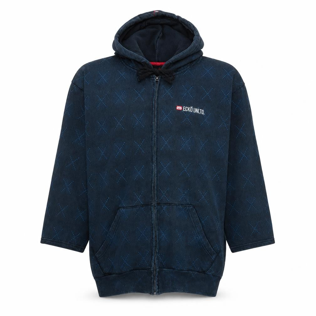 Mens UK Size L Ecko Unltd Blue Full Zip Hoodie