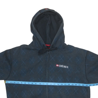 Mens UK Size L Ecko Unltd Blue Full Zip Hoodie