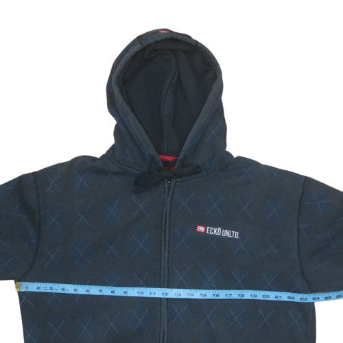 Mens UK Size L Ecko Unltd Blue Full Zip Hoodie