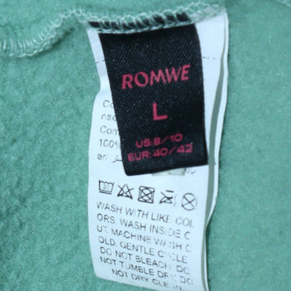 Womens UK Size L ROMWE Green Pullover Hoodie