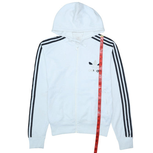 Mens UK Size M adidas White Full Zip Hoodie
