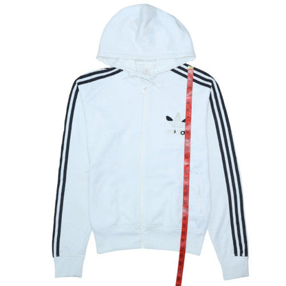 Mens UK Size M adidas White Full Zip Hoodie