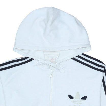 Mens UK Size M adidas White Full Zip Hoodie