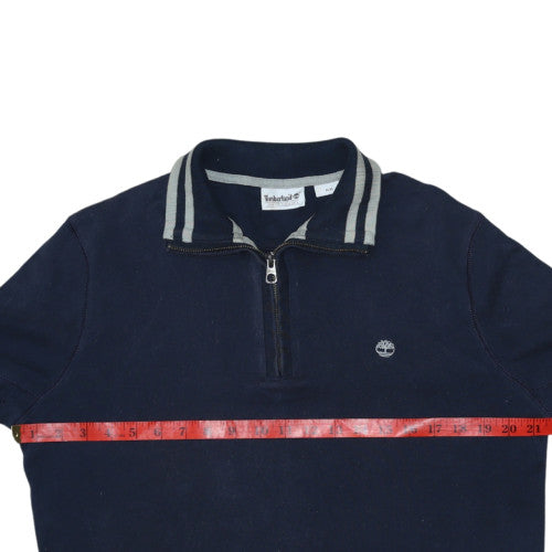Timberland Men's Blue Cotton 1/4 Zip Collared Jumper Size M