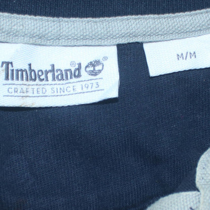 Timberland Men's Blue Cotton 1/4 Zip Collared Jumper Size M