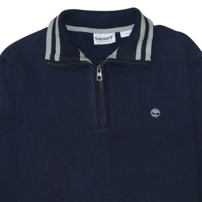 Timberland Men's Blue Cotton 1/4 Zip Collared Jumper Size M