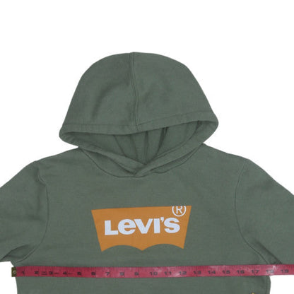 Levi's Boys Green Pullover Hoodie 14A 164cm Fleece Logo Sweatshirt