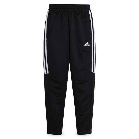 Front view of Adidas Men's Black Slim Fit Track Pants S Elastic Waist Tapered Leg